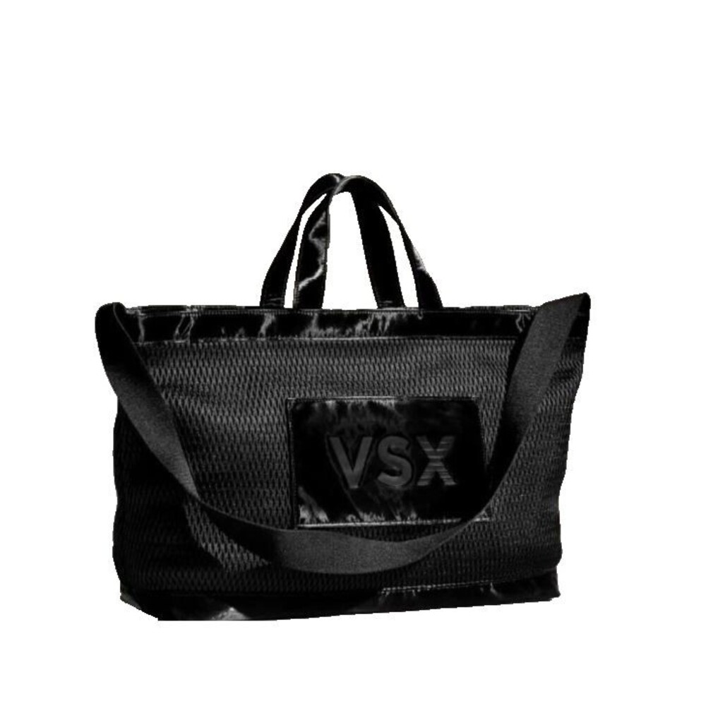 Victoria’s Secret VSX Black Mesh Tote Bag Gym Travel Shoulder Bag Large NWT